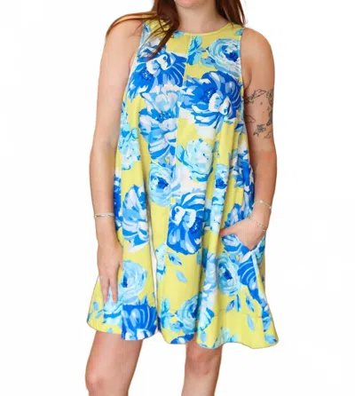 Fate Stacy Mini Dress In Yellow And Blue