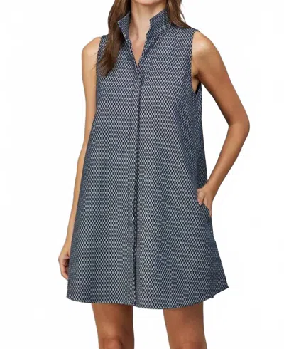 Fate Stand Collar Mini Shift Dress In Navy In Blue