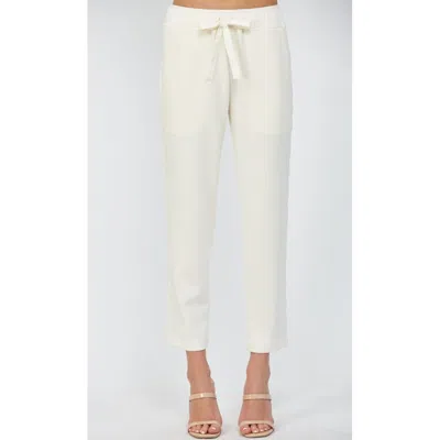 Fate Stanton Contrast Satin Trim Detail Lounge Pants In White