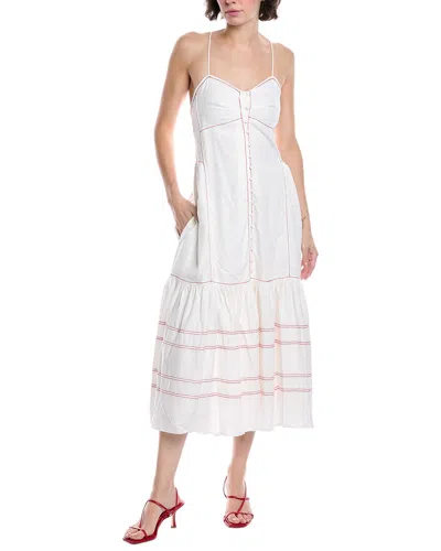 Fate Stitched Linen-blend Mini Dress In White