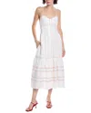 Fate Rio Top Stitch Detail Linen Blend Dress In Cream In White