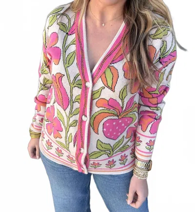 Fate Strawberry Fields Cardigan In Pink