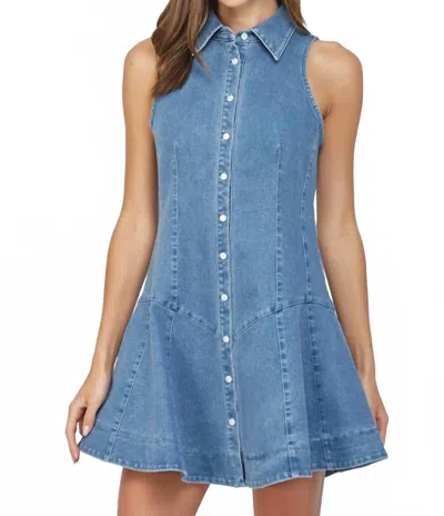 Fate Stretch Sleeveless Seamed Shirt Dress In Denim In Multi