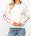 Fate Stripe Detail Sweater In Cream/pink/orange In White