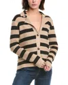 Fate Stripe Knit Cardigan In Brown