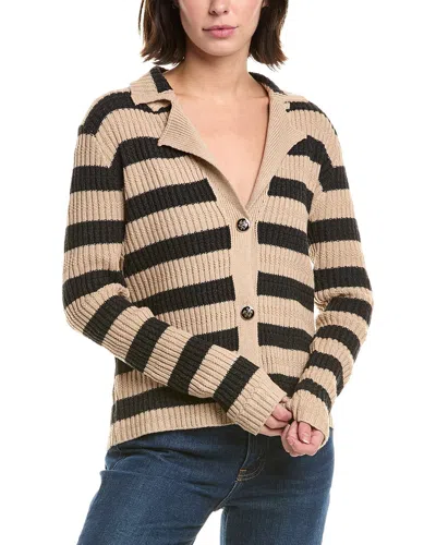 Fate Stripe Knit Cardigan In Brown