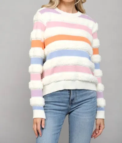 Fate Stripe Loop Knit Sweater In Multi In White