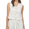 Fate Striped Cropped Vest In Cream Multi In White