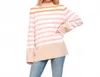 Fate Striped Pullover Sweater In Mauve And Orange In Pink