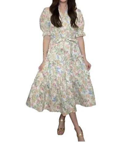 Fate Summer Sweetness Tiered Midi Dress In White In Multi