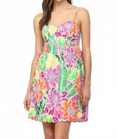 Fate Summer Tropical Mini Dress In Green Multi