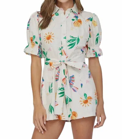 Fate Sunny Zest Romper In Cream Multi In White