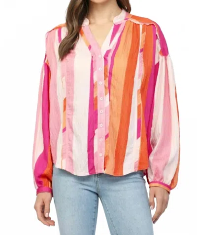 Fate Sunset Button Down Top In Pink