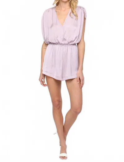 Fate Surplice Silk Romper Coverup In Light-purple