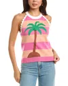 Fate Annie Striped Palm Tree Knit Tank Top In Pink In Pink