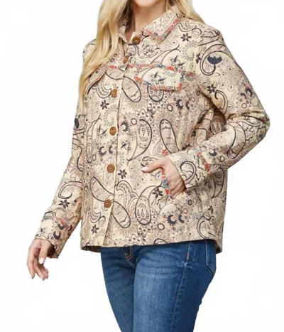 FATE TAVIAN PAISLEY JACKET IN BEIGE MULTI