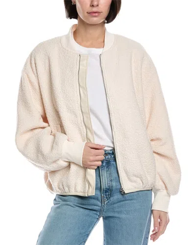 Fate Teddy Fleece Bomber Jacket In White