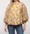 Fate Tencel Bubble Sleeve Top In Ivory In Multi