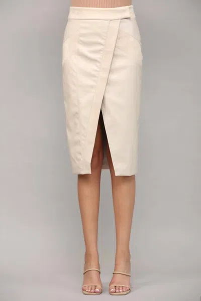 Fate The Caught In The Moment Wrap Midi Skirt In Ecru In Beige