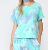 Fate Tie Dye Top In Turquoise In Blue