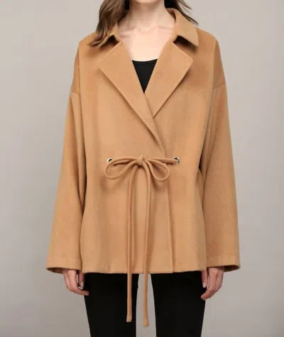 Fate Tie Waist Coat In Camel In Brown