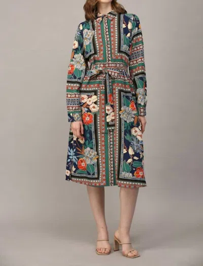 Fate Tie Waist Dress In Scarf Print In Multi