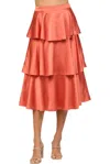 Fate Layered Satin Midi Skirt In Pink