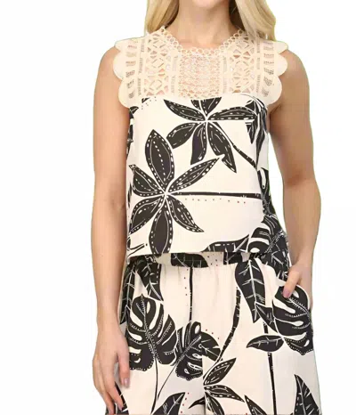 Fate Tropical Print Crop Top In Taupe Multi In Neutral