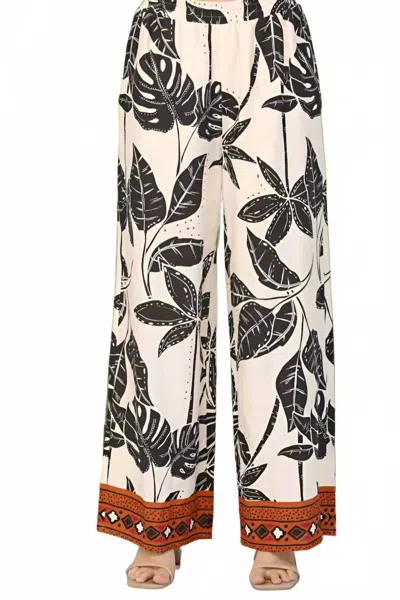 Fate Tropical Print Pants In Taupe Multi In Neutral
