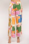 Fate Tropical Print Wide Leg Pant In Orange Multi In Multi