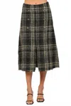Fate Tweed Button Front Midi Skirt In Black In Black