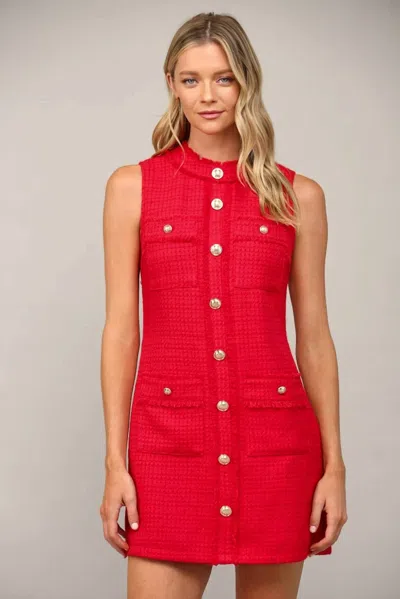 Fate Tweed Mini Dress In Red
