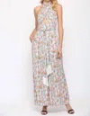 Fate Twist Halter Neck Jumpsuit In Blue Multi