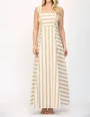 Fate Two Tone Stripe Long Strap Detailed Maxi Dress In White Taupe In Multi