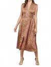 Fate Twyla Zip Front Dress In Olive Pink In Multi
