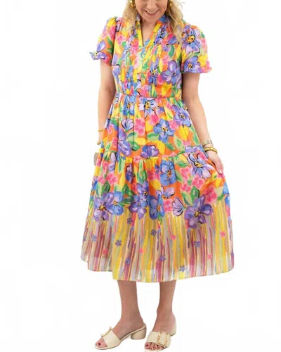 Fate Vibrant Floral Motif Midi Dress In Multi In Yellow
