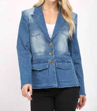 Fate Washed Stretch Denim Blazer In Blue