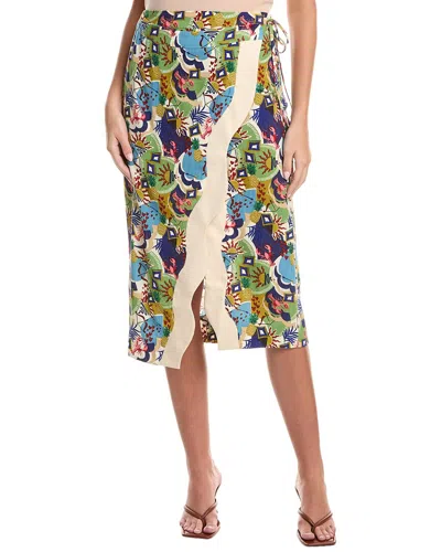 Fate Wave Color Linen-blend Wrap Skirt In Brown