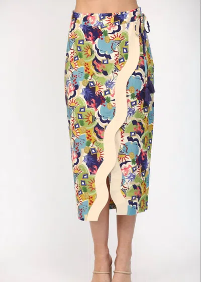 Fate Wave Contrast Detailed Wrap Skirt In Multi