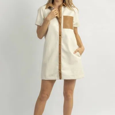 Fate Wilder Leather Contrast Mini Dress In White