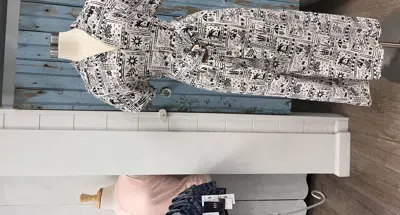 Fate Women's Button Front Midi Dress In Off White/black In Multi