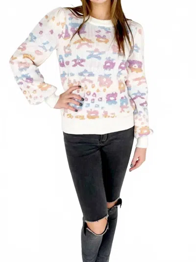 Fate Women's Leopard Sweater In Multi Pastel
