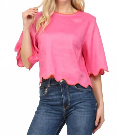 Fate Women's Scalloped Blouse In Candy Pink