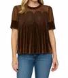 Fate Women's Velvet Scalloped Top In Choco Brown In Brown