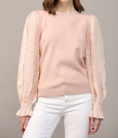 Fate Woven Sleeve Sweater In Blush In Gold