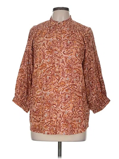 Pre-owned Fatface 3/4 Sleeve Blouse In Brown