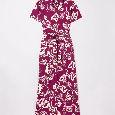 Fatface Aster Wallpaper Floral Midi Dress In Burgundy