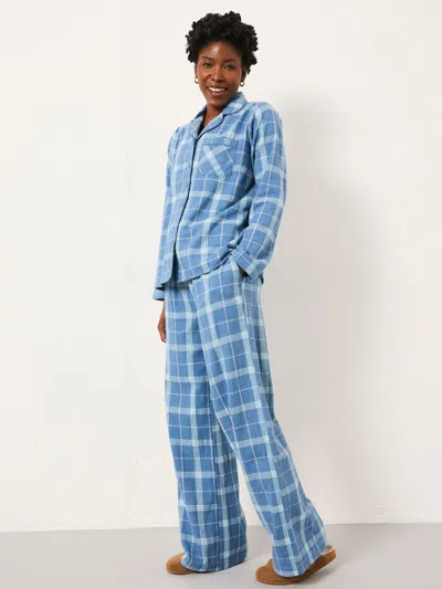 Fatface Blue Metallic Check Pyjama Set