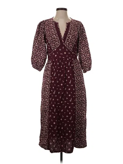 Pre-owned Fatface Casual Dress In Burgundy