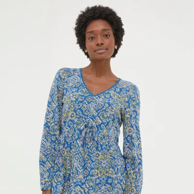 Fatface Gina Aztec Texture Tunic In Blue